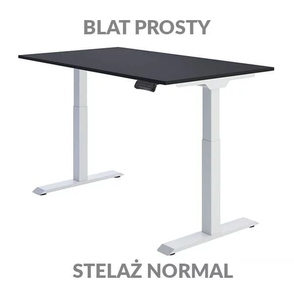 Biurko regulowane elektycznie Fly Desk Blat Prosty Czarny / stelaż NORMAL Biały Narożnik prosty