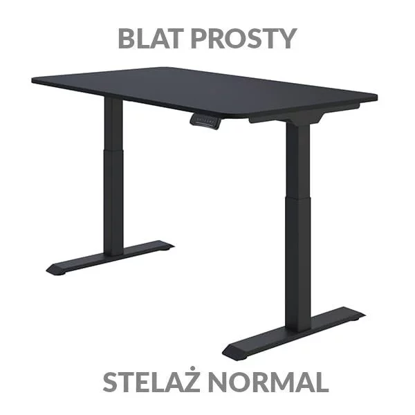 Biurko regulowane elektycznie Fly Desk Blat Prosty Czarny / stelaż NORMAL Czarny Narożnik zaokrąglony