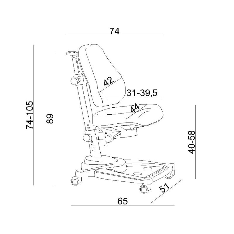 Wymiary Fotela ergonomicznego dla dziecka Unique Eddy