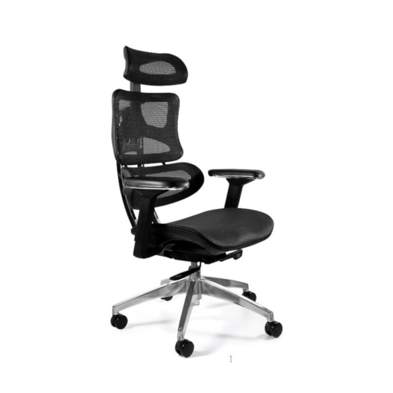 Fotel ergonomiczny Unique Ergotech Czarny Podstawa Chromowana CM-B137A EAN 5908242400655