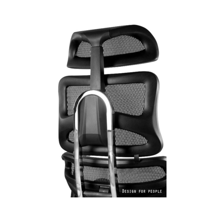 Fotel ergonomiczny Unique Ergotech Czarny Podstawa Chromowana CM-B137A EAN 5908242400655 Oparcie