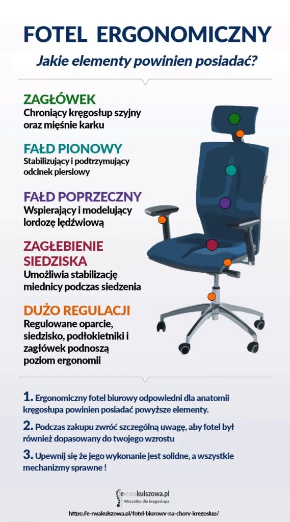 Ergonomiczny fotel biurowy co powinien mieć? Infografika