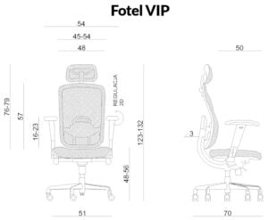 Wymiary fotela ergonomicznego Unique VIP W-80-4