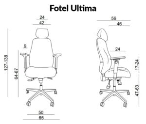 Wymiary fotela ergonomiczny Unique Ultima 9009-A