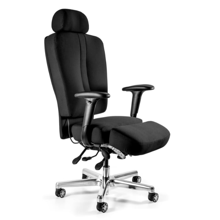 Fotel ergonomiczny UNIQUE Major Czarny 9017-B z podnóżkiem