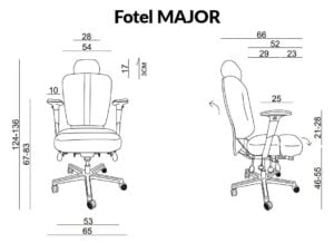 Wymiary Fotela ergonomicznego UNIQUE Major Czarny 9017-B