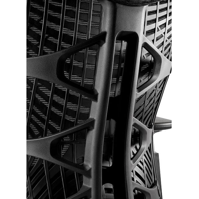 Fotel Ergonomiczny Unique Reya Czarny Stelaż Czarna Siatka RS01 Elastyczne Oparcie